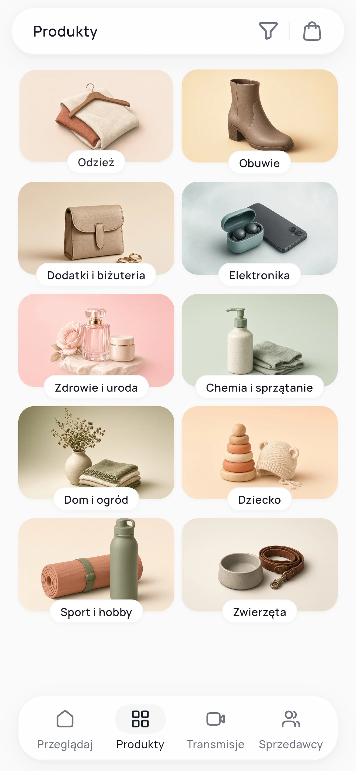 Katalog produktów w aplikacji